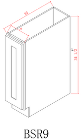 Base 09" - Slim White Shaker 9 Inches Spice Base Cabinet